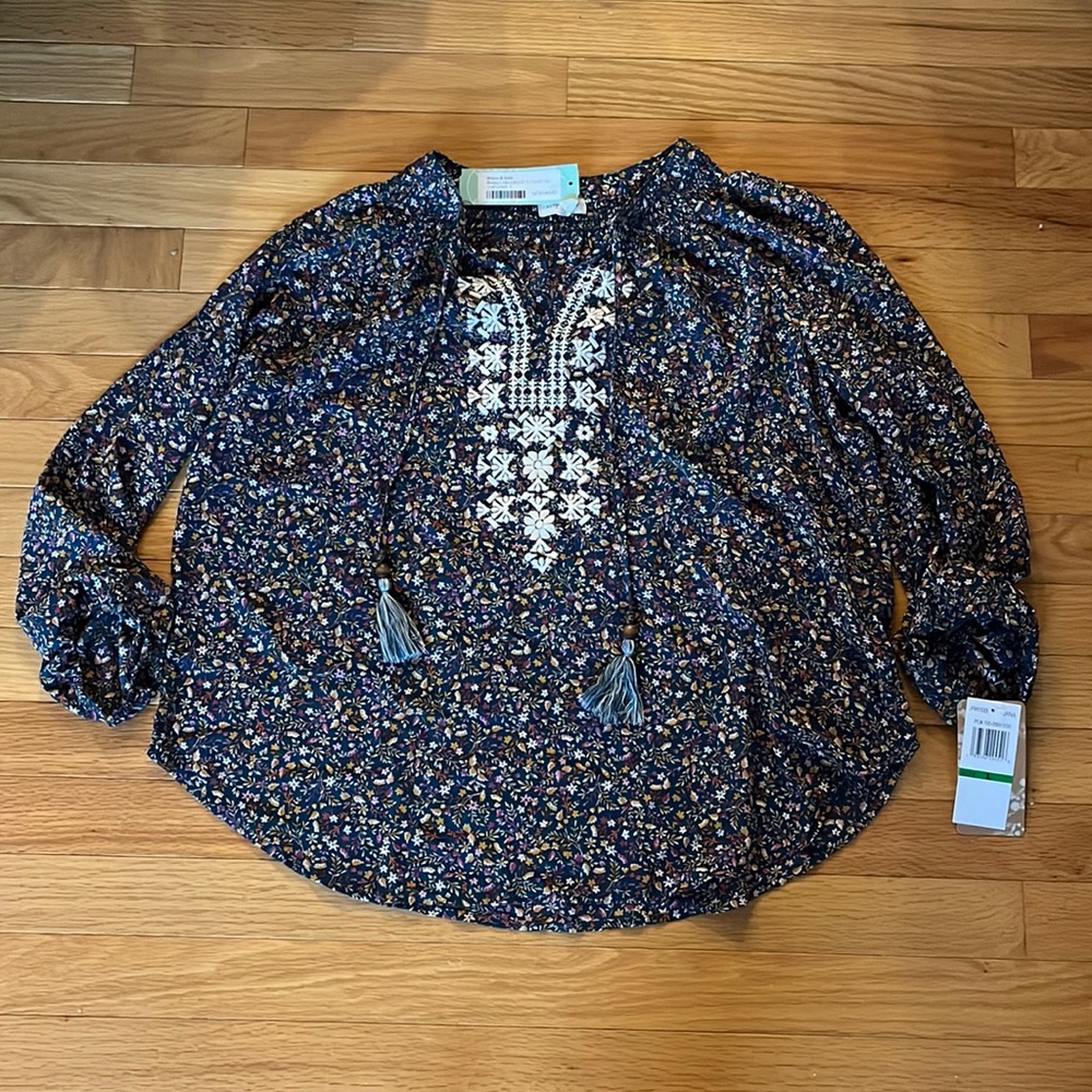 Embroidered Tassel Blouse